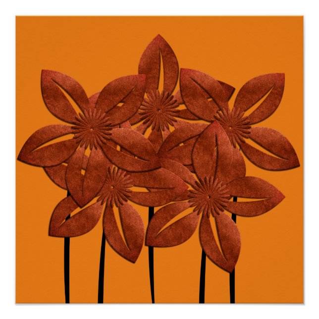 Abstrakte helle Kupfer-Blume Poster (Vorderseite)