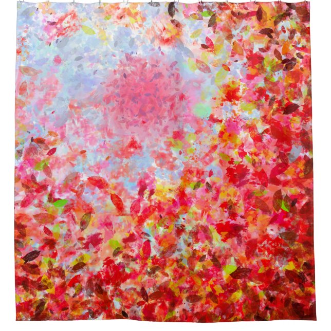 Abstrakte Herbstblätter und Himmel Duschvorhang (Vorderseite)