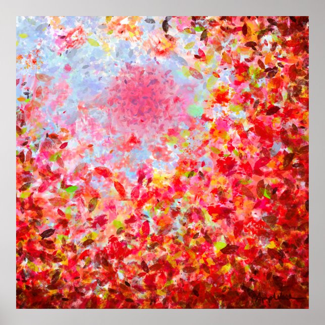 Abstrakte Herbstblätter und Himmel Poster (Vorne)
