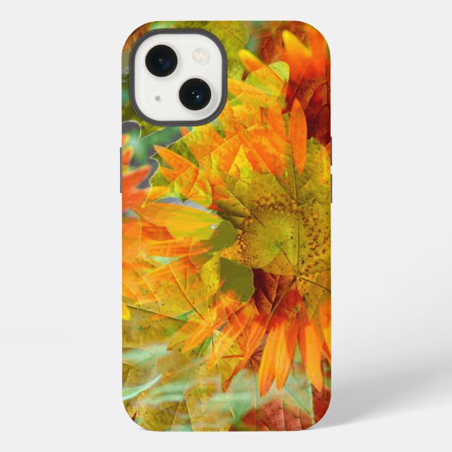Abstrakte Herbstfarben Blumen iPhone Hülle (Rückseite)