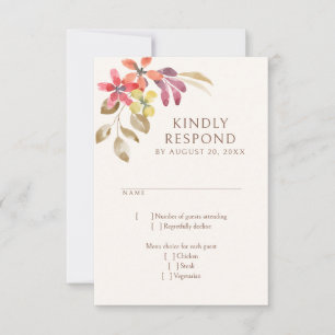 Abstrakte Herbsthochzeit mit tropischem Flair RSVP Karte