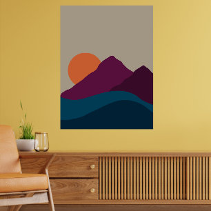 Abstrakte Herbstlandschaft Berglandschaft Sonnenun Poster