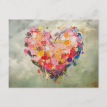 Abstrakte Herz Blumen Impressionistische Postkarte