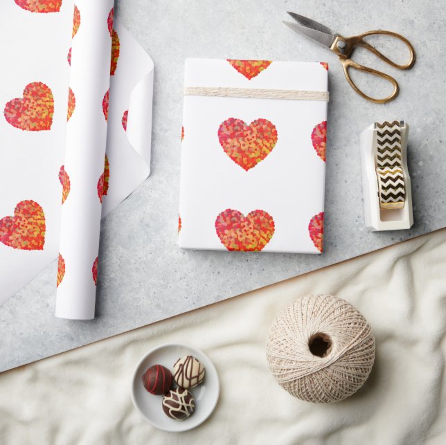 Abstrakte Herz-Konfetti-Kunst Geschenkpapier (Kunsthandwerk)