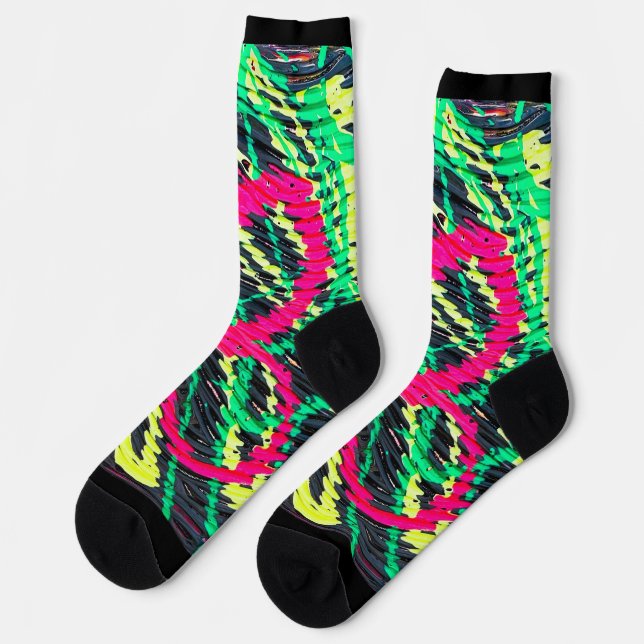 Abstrakte Herz Neon Color Socken (Linkes Detail)