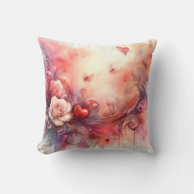 Abstrakte Herzklopfen Rose Kissen (Vorderseite)