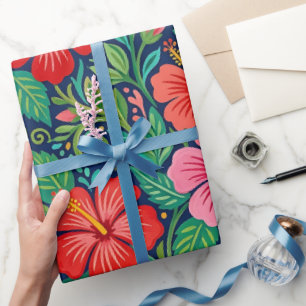 Abstrakte Hibiskus-Schmetterlinge Geschenkpapier