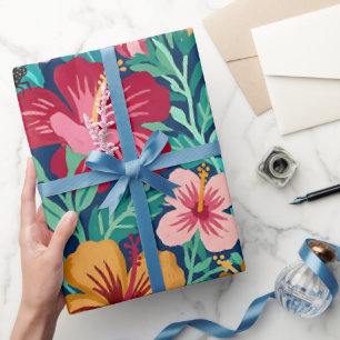 Abstrakte Hibiskus-Schmetterlingsgarten-Geschenkpa Geschenkpapier