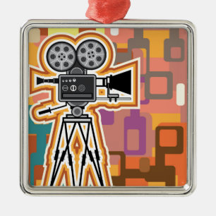 Abstrakte Hintergrund-Film-Projektor-Filmkamera Silbernes Ornament