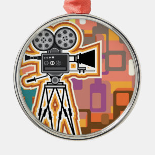 Abstrakte Hintergrund-Film-Projektor-Filmkamera Silbernes Ornament