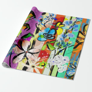 abstrakte Hintergrundkomposition mit Blume, mit Geschenkpapier