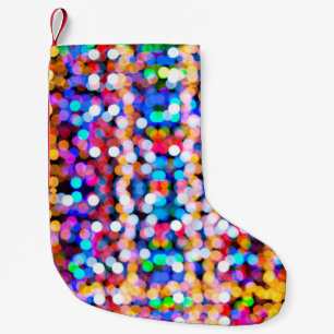 Abstrakte Hintergrundverschwommenheit von Bokeh Kleiner Weihnachtsstrumpf
