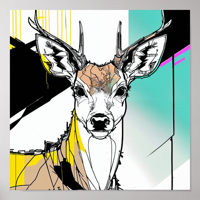 Abstrakte Hirschkunst Poster (Vorne)