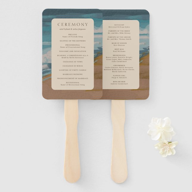 Abstrakte Hochzeit am Meer Fächer (Vorne und Hinten)