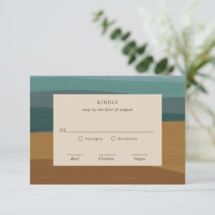 Abstrakte Hochzeit am Meer RSVP Karte