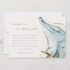 Abstrakte Hochzeit des Blue-Gold-Beachy Dankeskarte