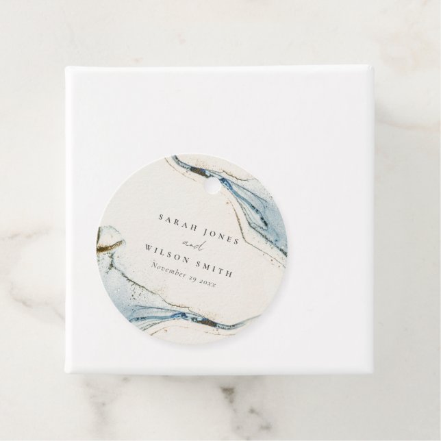 Abstrakte Hochzeit des Blue-Gold-Beachy Geschenkanhänger (Beispiel)