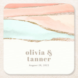 Abstrakte Hochzeit im Küstenwasser Rechteckiger Pappuntersetzer