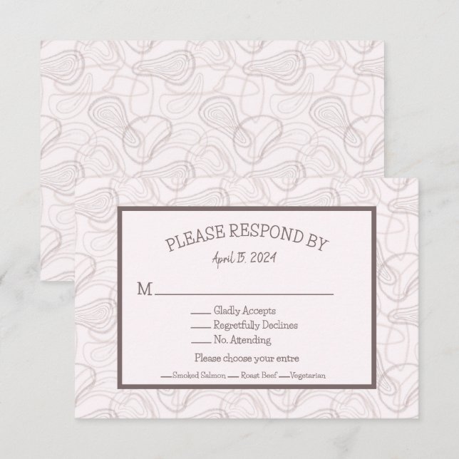 Abstrakte Hochzeit in Bale Burgund RSVP Karte (Vorne/Hinten)