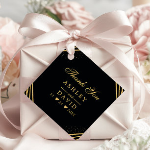 Abstrakte Hochzeit in Schwarz und Gold Geschenkanhänger