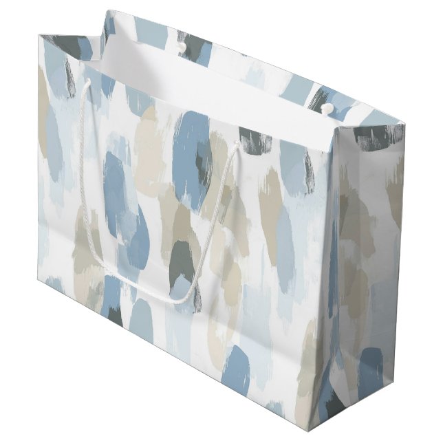 Abstrakte Hochzeit mit Blauweißcreme Große Geschenktüte (Vorderseite Schrägansicht)