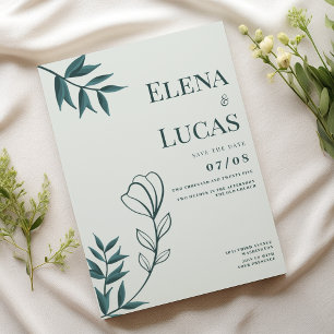 Abstrakte Hochzeit mit  Blumenzauber Einladung