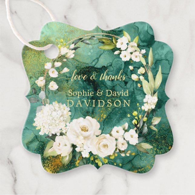 Abstrakte Hochzeit mit Malachite Gold Geschenkanhänger (Vorderseite)
