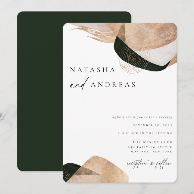 Abstrakte Hochzeit mit zeitgenössischem Chic Einladung (Vorne/Hinten)
