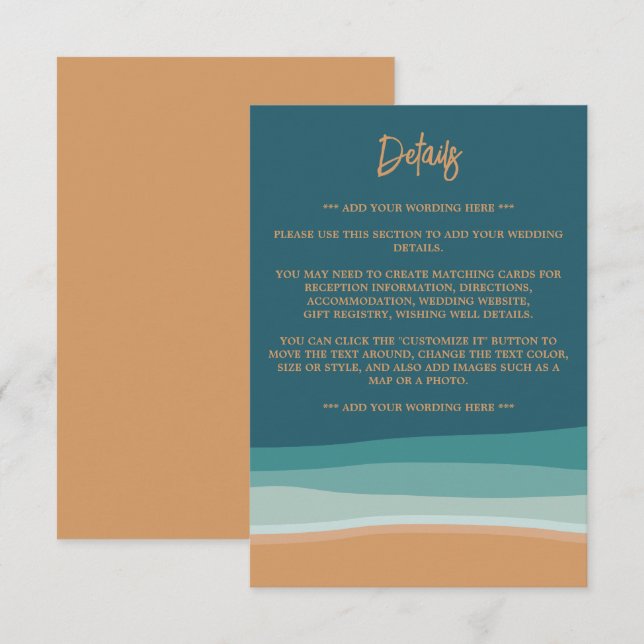 Abstrakte Hochzeiten am Strand Begleitkarte (Vorne/Hinten)