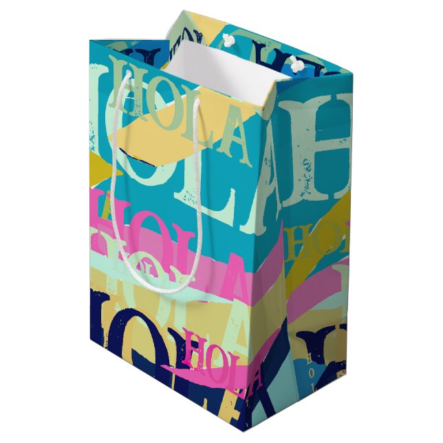 Abstrakte Hola Mittlere Geschenktüte (Rückseite Schrägansicht)