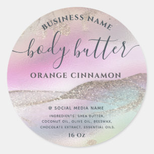 Abstrakte holografische Rose Gold moderne Schrift Runder Aufkleber