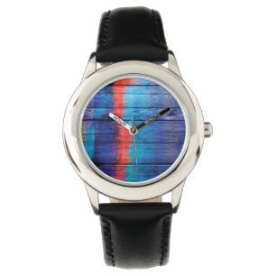 Abstrakte Holzmalerei #8 Armbanduhr