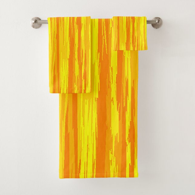 Abstrakte Holztextur Orange und Gelb Badhandtuch Set (Insitu)