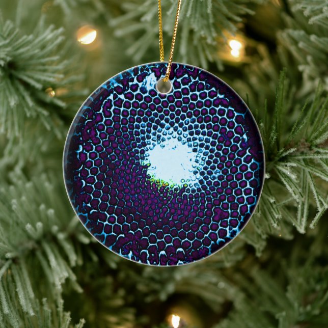 Abstrakte Honeycomb Design blau und lila Keramik Ornament (Baum)