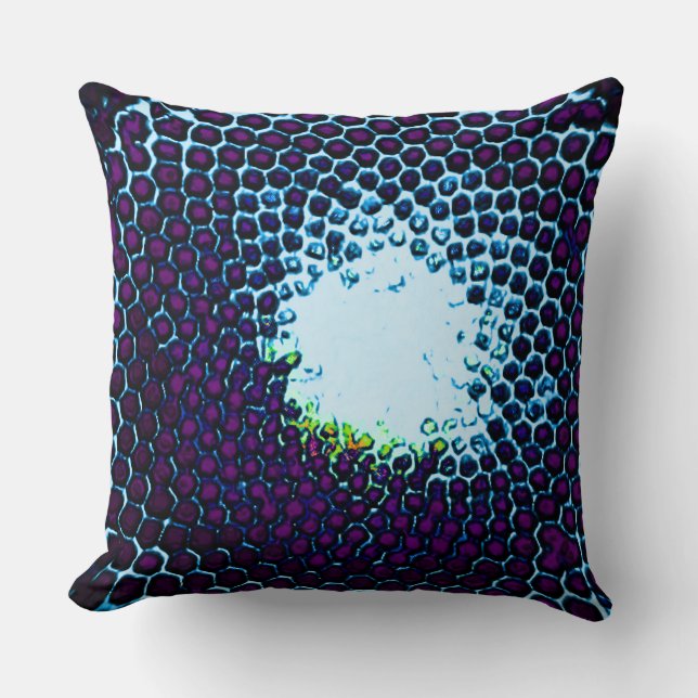 Abstrakte Honeycomb Design blau und lila Kissen (Vorderseite)