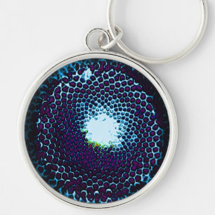 Abstrakte Honeycomb Design blau und lila Schlüsselanhänger