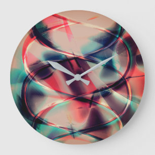 Abstrakte Hoops auf dem gelben, roten und blauen H Große Wanduhr