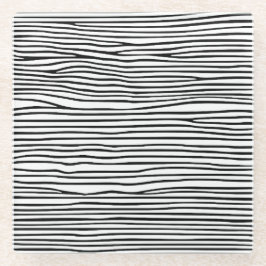 Abstrakte horizontale Linien_schwarz Glasuntersetzer