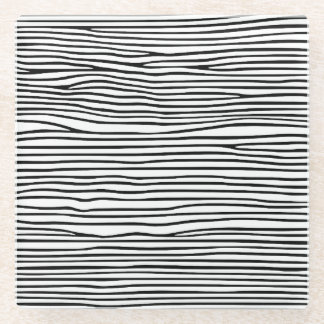 Abstrakte horizontale Linien_schwarz Glasuntersetzer