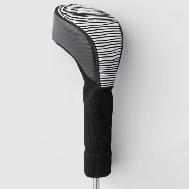 Abstrakte horizontale Linien_schwarz Golf Headcover (angewinkelt)