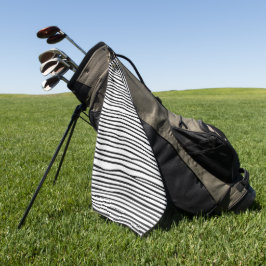 Abstrakte horizontale Linien_schwarz Golfhandtuch