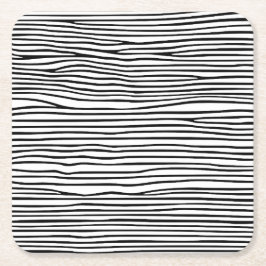 Abstrakte horizontale Linien_schwarz Rechteckiger Pappuntersetzer