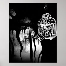 Abstrakte Horror-Kunst - Puppe im Käfig Poster