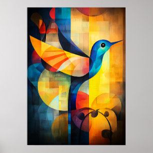 Abstrakte Hummingbird Art - Geometric Bird Poster
