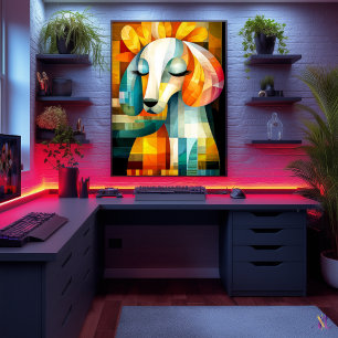 Abstrakte Hundekunst - Geometrisches Tierdesign Poster