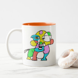 Abstrakte HundeTasse von Kunst Denis Gaston Zweifarbige Tasse