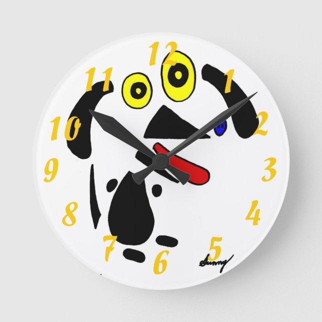 Abstrakte Hundeuhr Runde Wanduhr (Vorderseite)