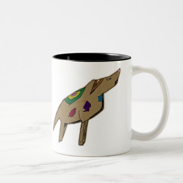 Abstrakte Hundserkennung Zweifarbige Tasse (Rechts)