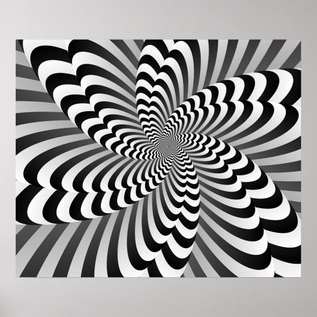 Abstrakte Illusion in Schwarz und Weiß Moderne Kun Poster (Vorne)
