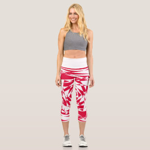 Abstrakte Illusion in Weißrot Capri Leggings